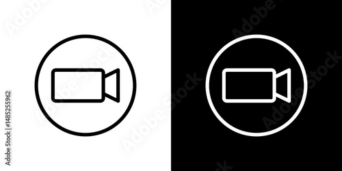 Video call icon line art, vector set