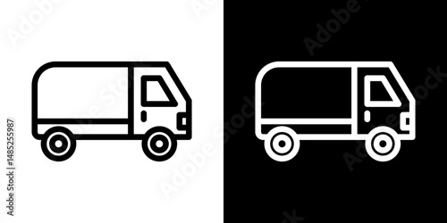 Van icon line art, vector set