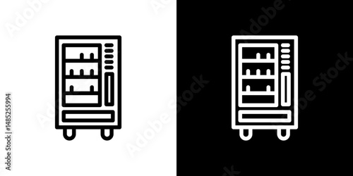 Vending machine icon line art, vector set