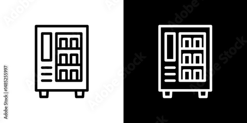 Vending machine icon line art, vector set