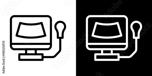 Ultrasonography icon line art, vector set