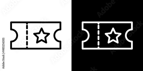 Ticket stub icon line art, vector set