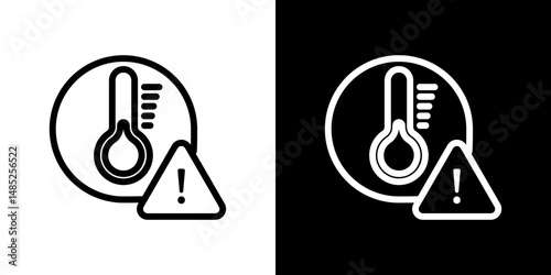 Temperature warning sign icon line art, vector set
