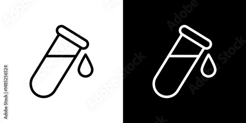 Test tube icon line art, vector set