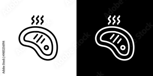 Steak icon line art, vector set