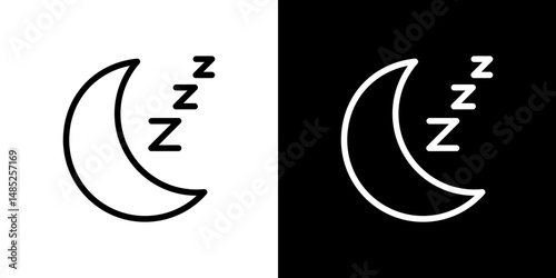 Sleep icon line art, vector set