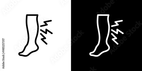 Shin pain icon line art, vector set