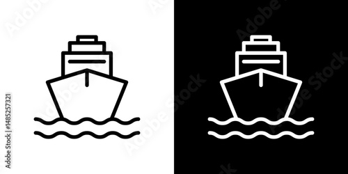 Ship icon line art, vector set