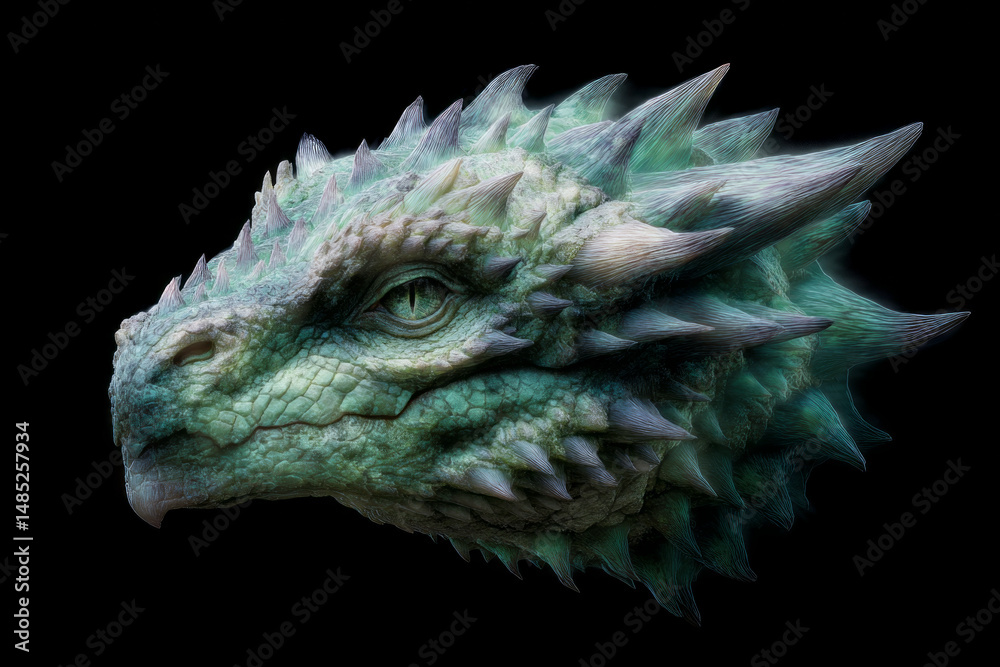 Striking Black Background Digital Painting of Dragon Head Striking Black Background Digital Painting of Dragon Head