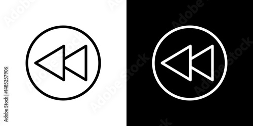 Rewind button icon line art, vector set