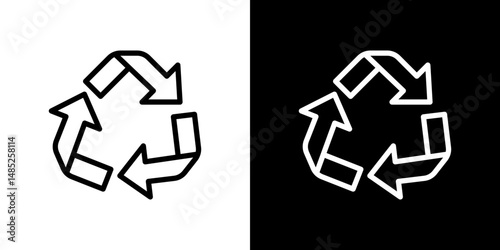 Recycling icon line art, vector set