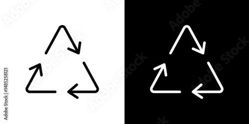 Recycle icon line art, vector set