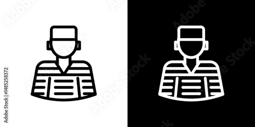 Prisoner icon line art, vector set