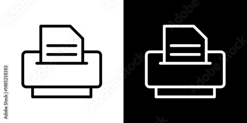 Printer icon line art, vector set