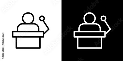 Politician speaker icon line art, vector set