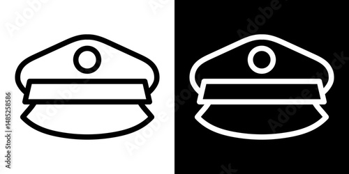 Police cap icon line art, vector set