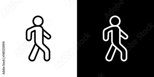 Pedestrian icon line art, vector set