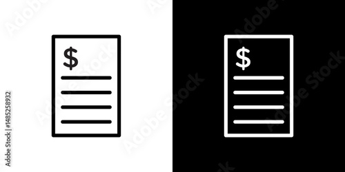 Payment receipt icon line art, vector set