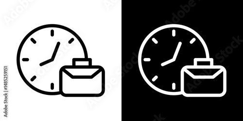 Office time icon line art, vector set