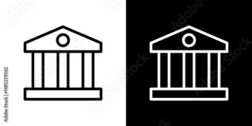 Museum icon line art, vector set