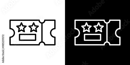 Movie ticket icon line art, vector set