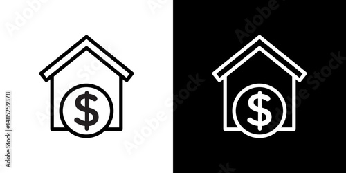 Mortgage icon line art, vector set