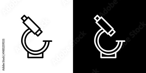 Microscope icon line art, vector set