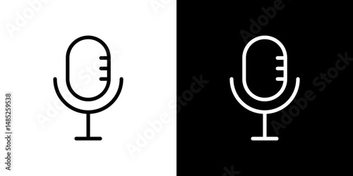 Microphone icon line art, vector set