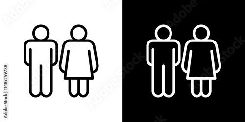 Man and woman icon line art, vector set