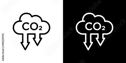 Low carbon dioxide icon line art, vector set