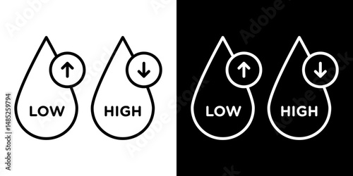 Low and high cholesterol icon line art, vector set