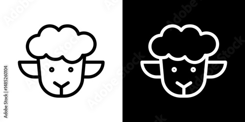 Lamb icon line art, vector set