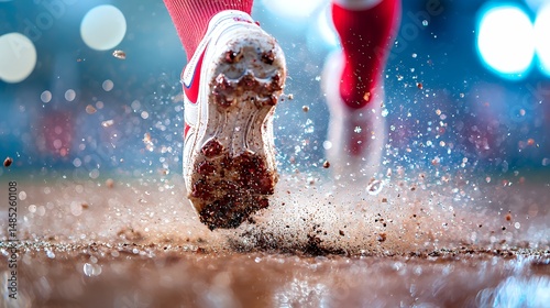 Athlete Running Through Mud
