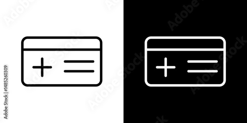 Insurance card icon line art, vector set