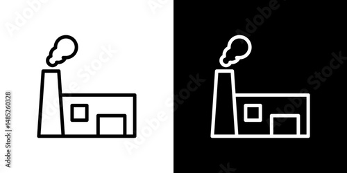 Industrial factory icon line art, vector set