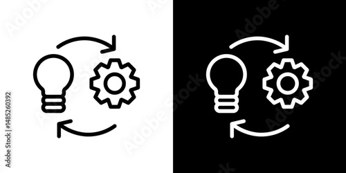 Implementation icon line art, vector set