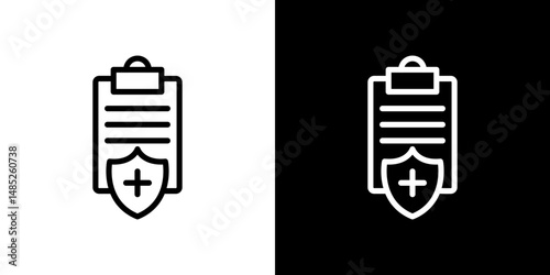 Health insurance icon line art, vector set