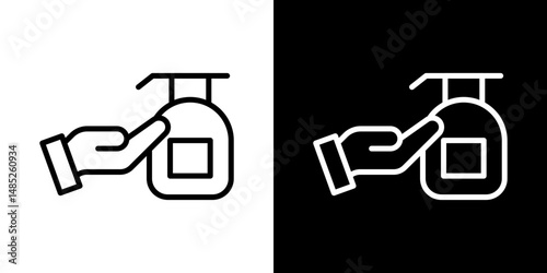 Hand wash icon line art, vector set