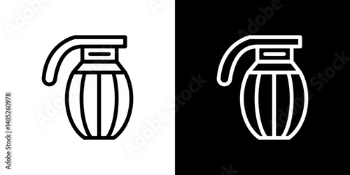 Hand grenade icon line art, vector set
