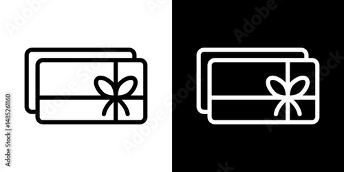 Gift voucher icon line art, vector set