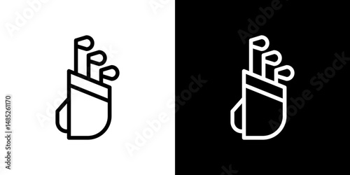 Golf bag icon line art, vector set
