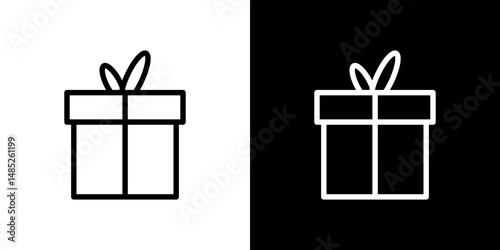Gift icon line art, vector set