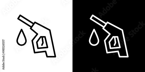 Fuel icon line art, vector set