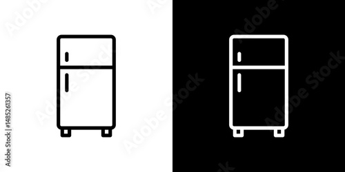 Fridge icon line art, vector set