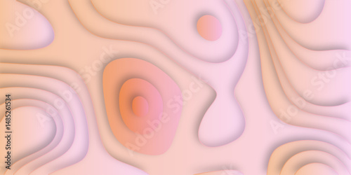 Abstract realistic light brown papercut decoration textured for vector illustration. Abstract colorful 3D multi layer paper cut liquid geometric pattern topography background.