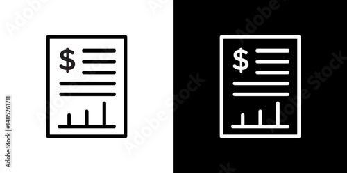 Financial report icon line art, vector set