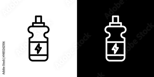Energy drink icon line art, vector set