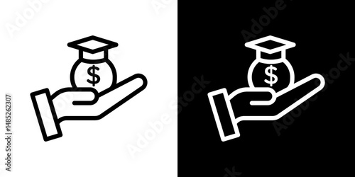 Education cost icon line art, vector set