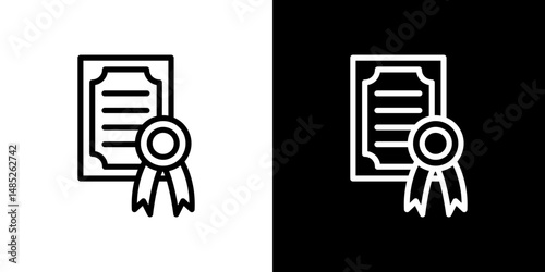 Diploma icon line art, vector set