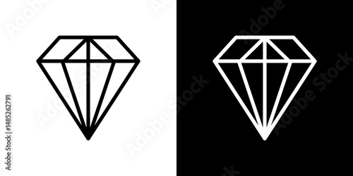 Diamond icon line art, vector set